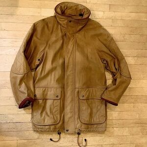 Vintage 90’s Timberland Waterproof Leather Wharf Coat tan men’s Small